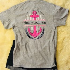 Simply southern grey anchor t shirt size M